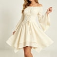 thumbnail image 6 of SAWOBUUN Women Renaissance Medieval Fairy Dress Long Sleeve Off Shoulder Corset Midi Dress Gothic Halloween Party Dress, 6 of 9