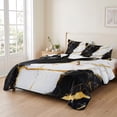 thumbnail image 2 of Twin XL Quilt Set 68''x98'', Black Marble Lightweight Bedspread Coverlet Set with 2 Pillow Shams, Luxury Gold White Abstract Cracks Artwork Breathable All Season Quilt Bedding for Dorm/Guest Room, 2 of 9