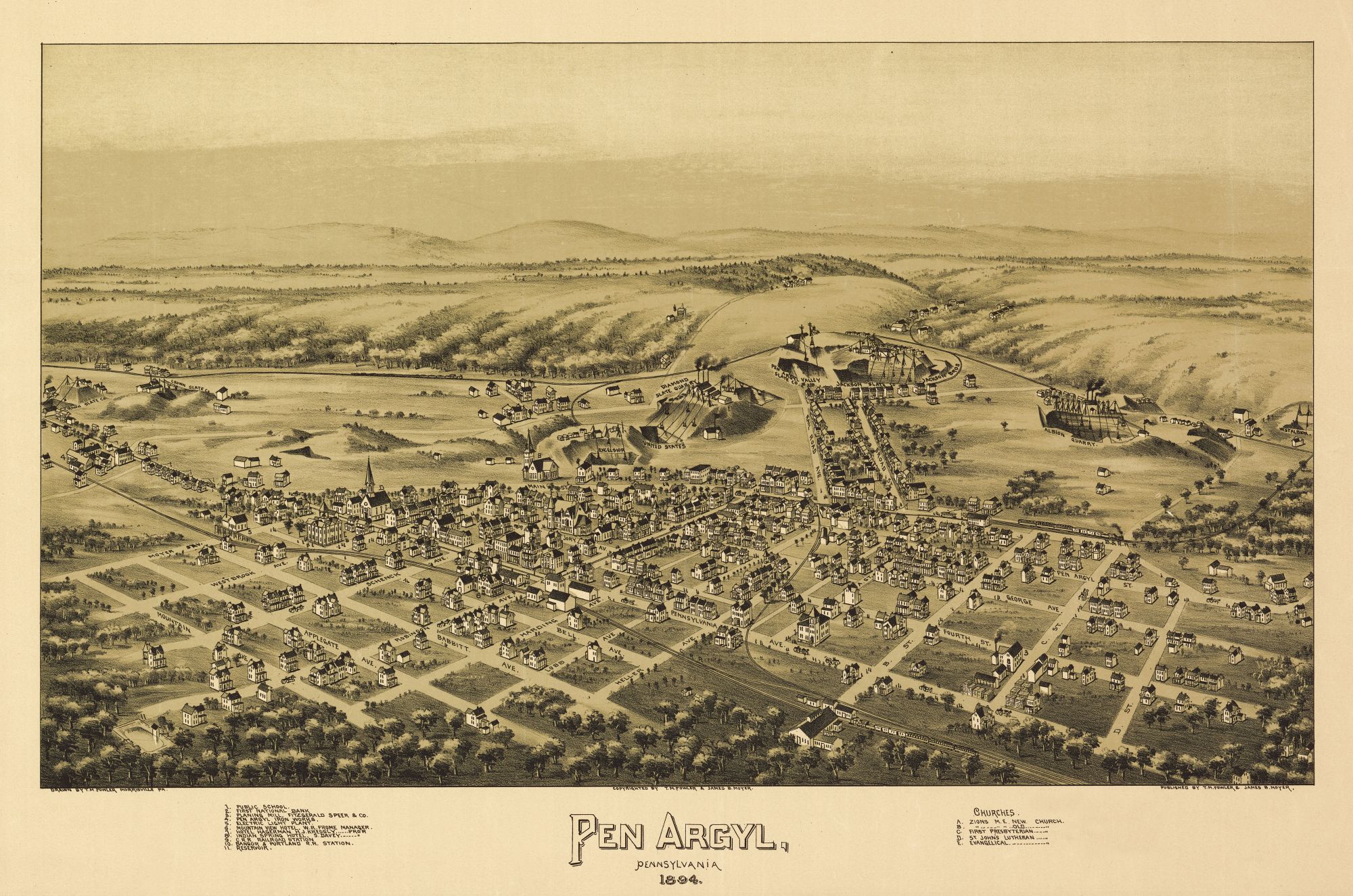 Pen Argyl Pennsylvania Fowler 1894 23.00 x 34.73 Glossy Satin