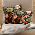 thumbnail image 2 of 2 Pack Throw Pillow Covers Koi Fish Lotus Painting Decorative Pillow Cases Home Decor Square 18x18 Inches Pillowcases, 2 of 7