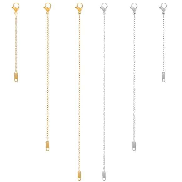 Extensores para collar KOPOX, 6 piezas, dorado y plateado, 5-15 cm