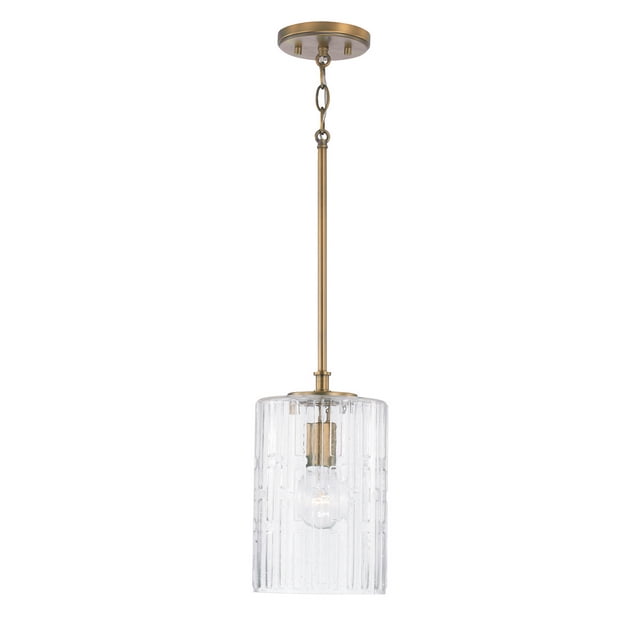 Capital Lighting Emerson 1-Light Pendant in Aged Brass with Glass Shade