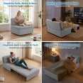 thumbnail image 4 of Mjkone Convertible Sofa Bed Twin Size,Linen Pull Out Sofa Bed with Cushions&Throw Pillows,Revesible Sleeper Couch for Apartment/Small Spaces,Light Gray, 4 of 8