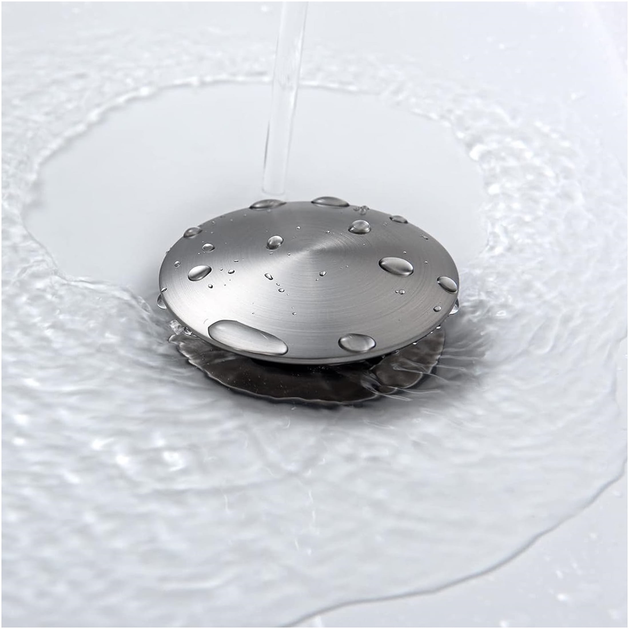 JERFIT Brushed Nickel Single Hole Bathroom Sink Faucet with Pop Up Drain, No-Overflow, Stainless Steel 1-Handle Vessel Lavatory Faucet