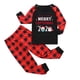 thumbnail image 4 of Conjunto de pijamas para padres e hijos con estampado de letras navideñas, camiseta de manga larga, pantalones a cuadros negros y rojos, traje de casa para Año Nuevo, papá, mamá y niños, 4 of 4