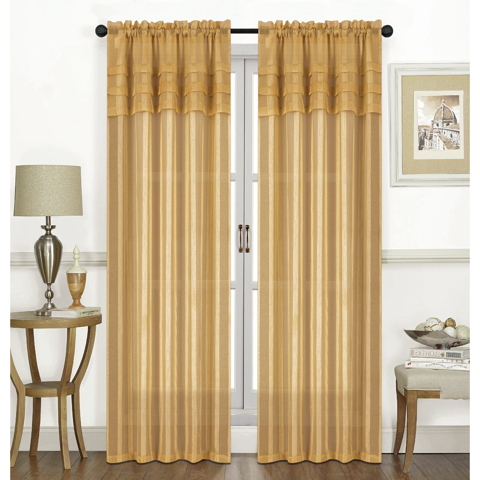 Candice Textured 54 x 84 in. Rod Pocket Curtain Panel w/ Attached ...