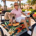 thumbnail image 3 of Golf Cart Seat Covers for 2 Seater,Burnt Orange Floral Microfiber Cart Seat Towel Blanket,Tropical Botanical Leaves Floral Absorbent Breathable Non Slip Bench Seats Protector for Golf Course 51"x31", 3 of 9
