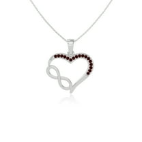 Natural Garnet Infinity Heart Pendant Necklaces for Women in Sterling Silver, January Birthstone Jewelry Gifts for Her Birthday, Wedding Anniversary, Mothers Day ,Christmas, Graduation,Valentines