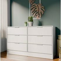 Kappesberg Fresno Modern 6-Drawer Dresser, White – Bedroom Storage for Adults and Teens, 32.3"H x 57"W x 17.7"D