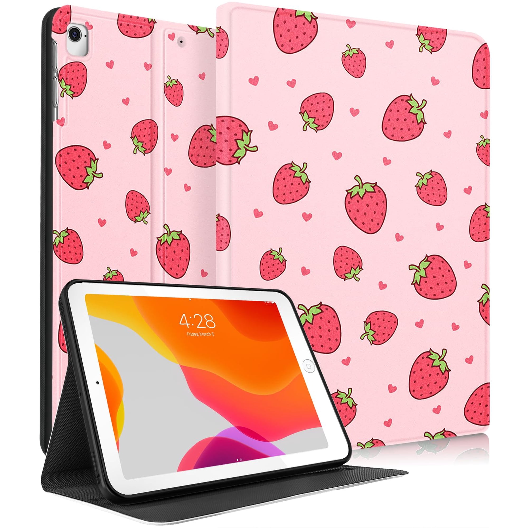 iPad 5th/6th Generation Case, 1st/2nd Gen Teen Strawberry Design Cover for iPad