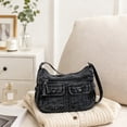 thumbnail image 5 of Y2K Washed Denim Shoulder Purse, Women Multi‑Pocket Textured Cross‑body Bag Adjustable Strap Casual Fabric Shoulder Bag, 5 of 5
