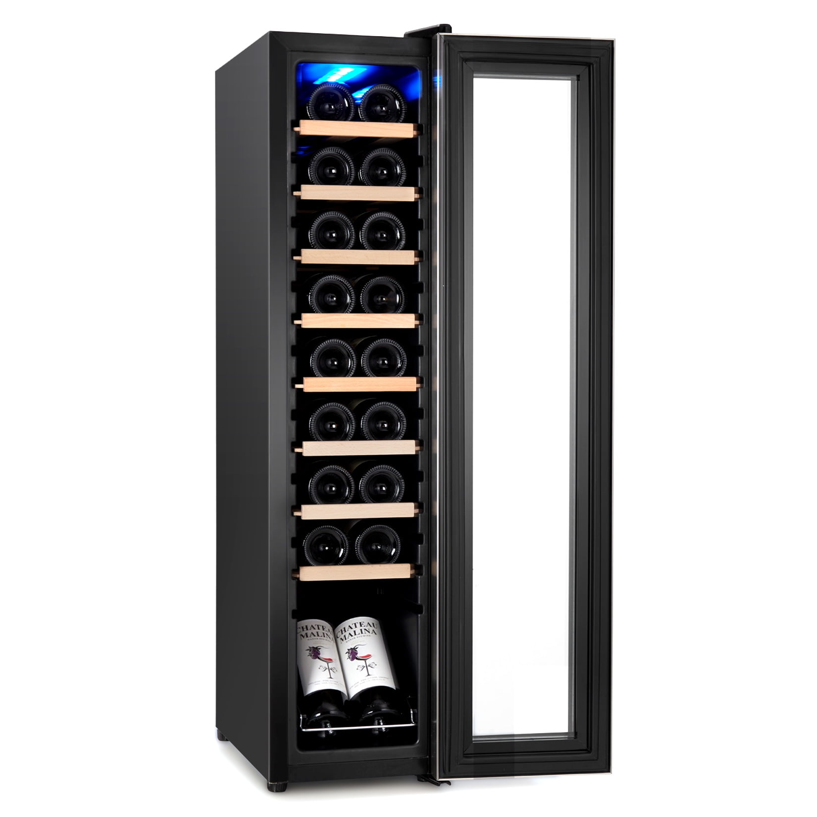 Mini Fridge, Wine and Beverage Refrigerator 24 Inch, Dual Zone Wine Beverage Cooler, Built-In or Freestanding Lockable Cooler with Adjustable Feet, 20 Bottles and 88 Cans Capacity
