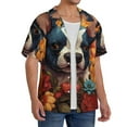 thumbnail image 2 of Fotbe Cute Colorful Flower French Bulldog Camisa Estampada de Manga Corta para Hombre, Casual de Verano, Estilo Playero, Sin Arrugas-X-Large, 2 of 5