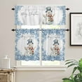 thumbnail image 2 of Merry Christmas Snowman Kitchen Curtains and Valances Set, Rabbit Winter Snowflake Animal Rod Pocket Window Valance 18 Inch Window Curtain Panels for Living Room Bedroom Laundry, 27.5x24in, 3 Pieces, 2 of 7