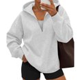 thumbnail image 2 of Womens Zip Up Hoodies Half Zip Pullover Fall Winter Oversized Workout Sweatshirts Y2k Zipper Jackets With Pockets,2XL, 2 of 8