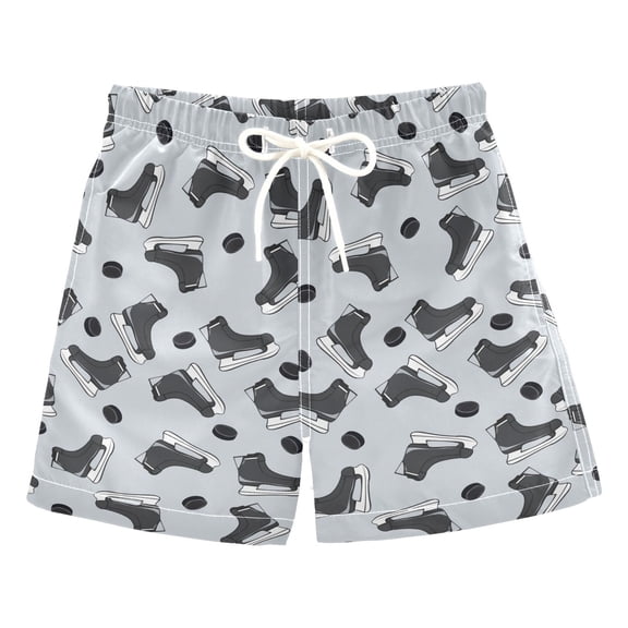 joogoo Boy Swim Trunks Ice Hockey Gray Skates Bathing Beach Board Shorts M