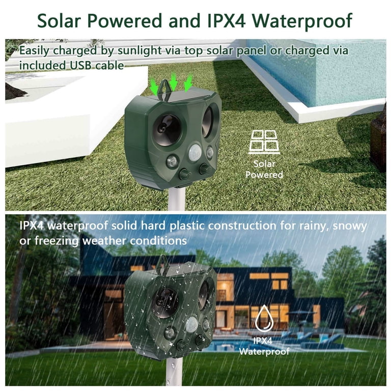 AsterOutdoor Ultrasonic Animal Repeller Solar Powered, Motion Sensor photo 3