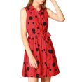 thumbnail image 5 of MODA NOVA Junior's Polka Dots Button Down Sleeveless Shirt Dress Red XXL, 5 of 5