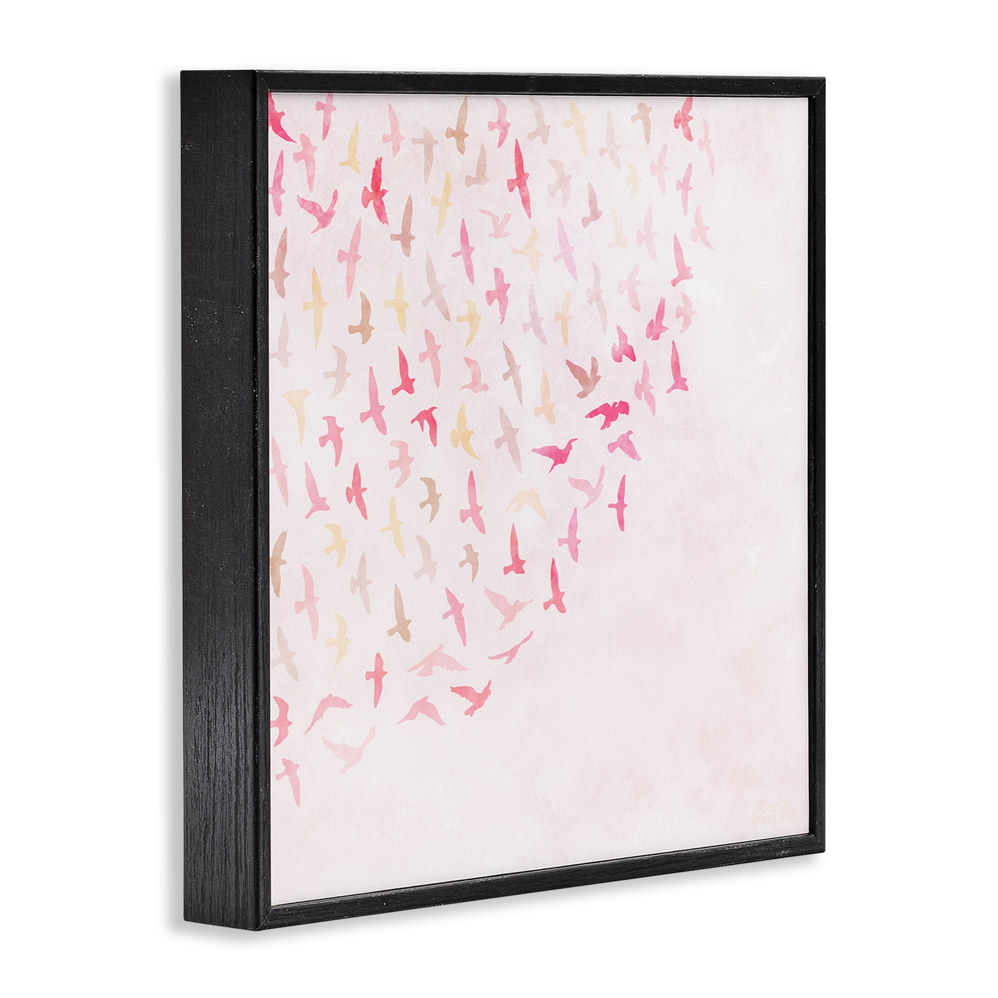 Stupell Industries Fluttering Pink Birds Animals & Insects Painting Black Framed Art Print Wall Art, 24 x 24