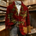 thumbnail image 6 of hlysgo Men's Retro Plaid Christmas Blazer Trendy Xmas Print Corduroy Suit Jacket Winter Holiday Party Blazer Jacket Casual Stylish Sport Coats Red S, 6 of 7