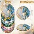 thumbnail image 3 of 9PCS Marble Pattern Wood Drink Coasters Printed Composite Wood Board Cup Mats Set for Cold Drinks Wine Mugs and Cups Tabletop Protection 4" Diameter 5mm Thick, 3 of 9
