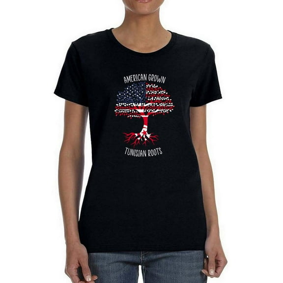 American Grown Tunisian Roots T-Shirt Women -Smartprints Designs, Female x-Large