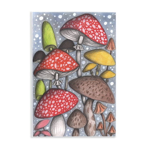 Sketched Magical Mushrooms Wall Plaque Art, design by Cecilia Battaini