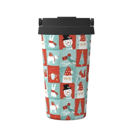 

Tebeau Warm Christmas Memories Print Travel Coffee Mug Insulated Coffee Cup with Leakproof Lid Coffee Tumbler Reusable Coffee Cups with Seal Lid