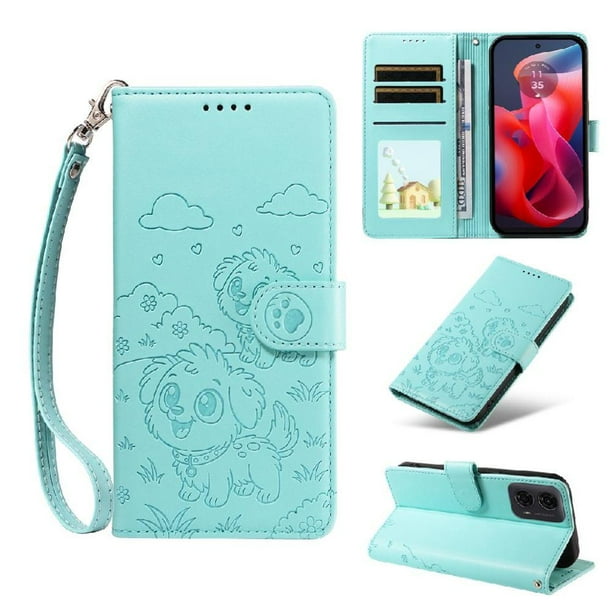 Funda Cartera GANGXUN con Diseño de Perrito en Relieve para Motorola Moto G04 /G24 /G04S , Protección 360° con Ranuras y Correa Desmontable