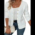 thumbnail image 2 of Suéteres para Mujer, Otoño Invierno, Cuello en V, Botones, Suéter, Chaqueta, Tops de Punto. XL, 2 of 10