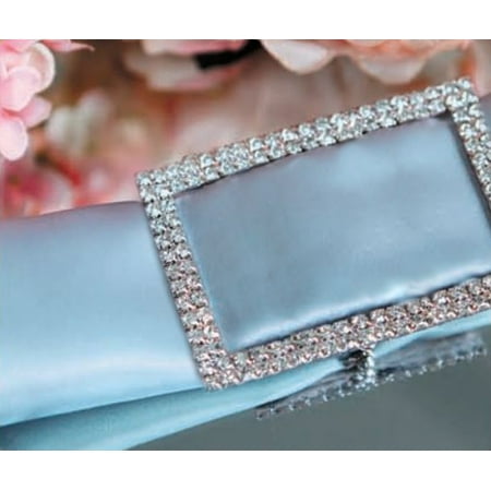 Bejeweled Vessel - Quasimoon Designer Silver Rhinestone Napkin Ring w/ Clasp - Rectangle, Bejeweled by PaperLanternStore