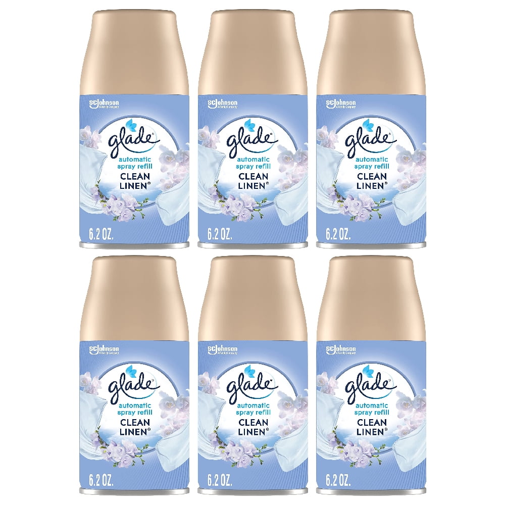 Glade Clean Linen Automatic Spray Refill Air Freshener 6.2 oz, 6 Pack