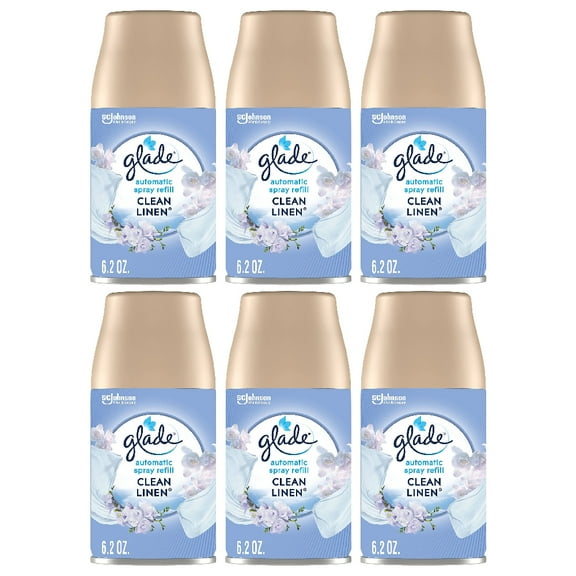 Glade Clean Linen Automatic Spray Refill Air Freshener 6.2 oz, 6 Pack