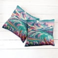 thumbnail image 6 of Ambesonne Lake Throw Pillow Cover 2 Pack, Flowery Meadow Mountain Scene, 24", Teal Pastel Pink Indigo, 6 of 7
