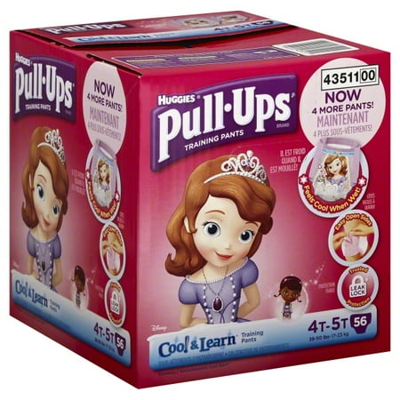 Huggies Pull-Ups Training Pants with Cool and Learn for Girls, Size 4T-5T, 56 Count