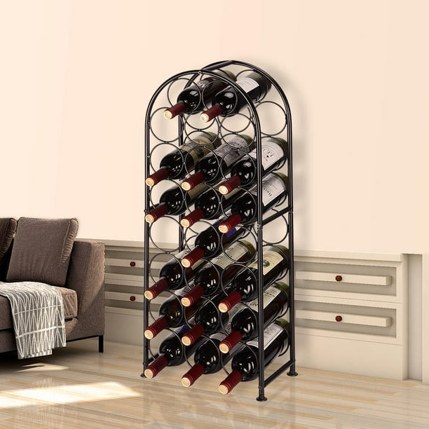 23 Bottles Metal Wine Rack Arched Free Standing Floor Wine Holder with 4 Adjustable Foot Pads Black Walmart