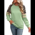 thumbnail image 3 of Sudadera de Cuello Redondo para Mujer, Informal, con de Leopardo, Larga, para Otoño y . Verde Hierba M, 3 of 9
