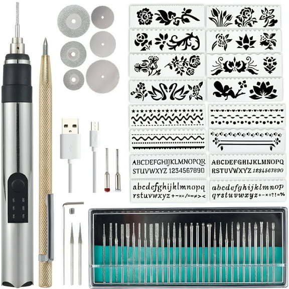 ZEPARO Electric Engraving Pen Cordless Micro Carving Pen with 3 Adjustable Speed 280mAh Rechargeable Engraver Machine Wireless Etching Engraving Tool for Jewelry Wood Metal Glass Stone