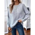 thumbnail image 3 of Womens Sweaters Fall Casual Long Sleeve Light-Weight Oversized Pullover Sweater Tops Light Gray S, 3 of 8