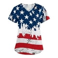 thumbnail image 3 of ZKIRBJV Red Scrubs for Women V Neck American Flag Print Plus Size Scrub Top Short Sleeve Stretchy Nursing Shirts Medical Nurses Scrubs with Pockets XL, 3 of 5