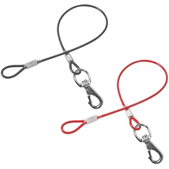 Eryueer Chew Proof Dog Leash - 2Pack Metal Cable Lead,No Tangle Multiple Dog Leashes for Small and Medium Dogs- Heavy Duty Leash Extender for Collars & Harnesses(Black Red, 20in/50cm)