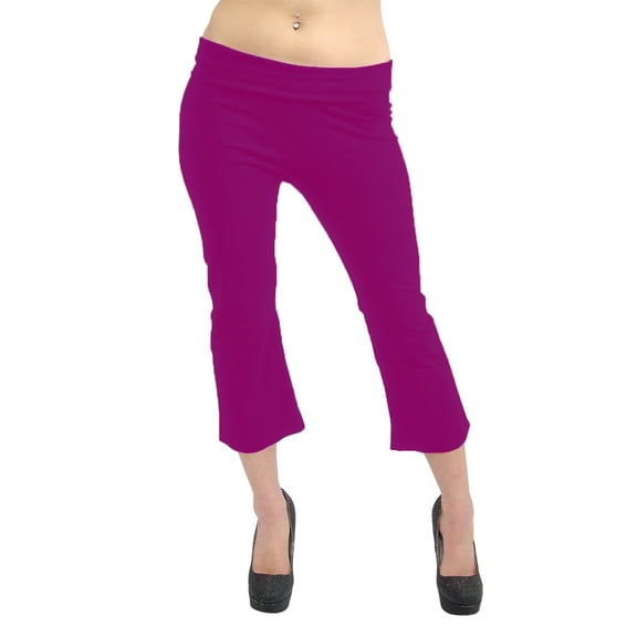 Vivian's Fashions Yoga Pants - Capri, Misses Size (Magenta, 3X)