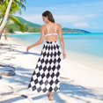 thumbnail image 7 of FORMRS Womens Long Sarong Beach Wrap Semi-Sheer Bikini Skirt Bathing Swimsuit Cover Up, Black and White Geometric, 7 of 7