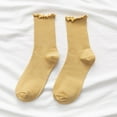thumbnail image 2 of Tiqkatyck Ankle Socks Clearance, 5Pc Women's Socks Ruffle Cuff Casual Socks Cute and Comfy Knitted Ruffled Socks for All Seasons Crew Socks for Women No Show Socks Womens Yellow One Size, 2 of 6