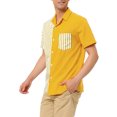 thumbnail image 4 of Unique Bargains Men's Shirts Short Sleeve Summer Cotton Patchwork Button Down Shirts, 4 of 5