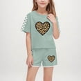 thumbnail image 2 of IFNWSV Ensembles d'Été pour Filles Mode Décontractée Manches Courtes Col Rond Col Bouton Imprimé Ensembles de Shorts 7 Ans, 2 of 7