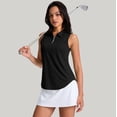 thumbnail image 2 of Womens Summer Tops Athletic Curved Collar Half Zip Breathable Sleeveless Tennis Top Shirts for Women Black L, 2 of 8