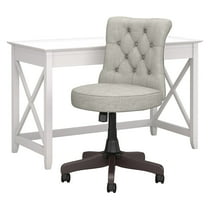 Bush Key West Engineered Wood Writing Desk with Office Chair in White