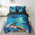 thumbnail image 2 of Erosebridal Ocean Beach Bedding Sets Twin Size,Moon Night Comforter Sets with Sheets,Coastal Ocean Bed in a Bag Twin size,Super Cozy Galaxy Room Decor,Reversible,7-Piece, 2 of 6