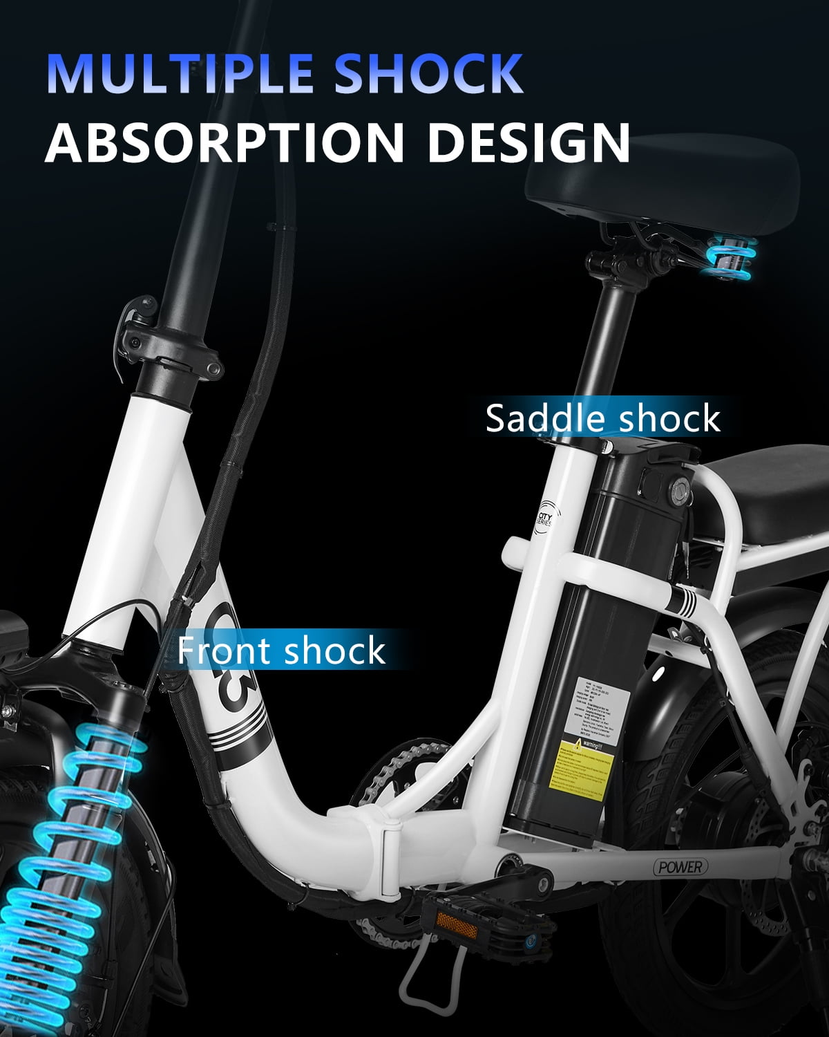 BroPath Electric Bike for Adults, 14" Folding Ebike, Electric Bicycle with 576WH Battery, 21MPH,20+ Miles(MAX),500W High Motor,Multi-Shock Absorption,Commuting Mini E Bikes,UL2849,Ebike for Teens